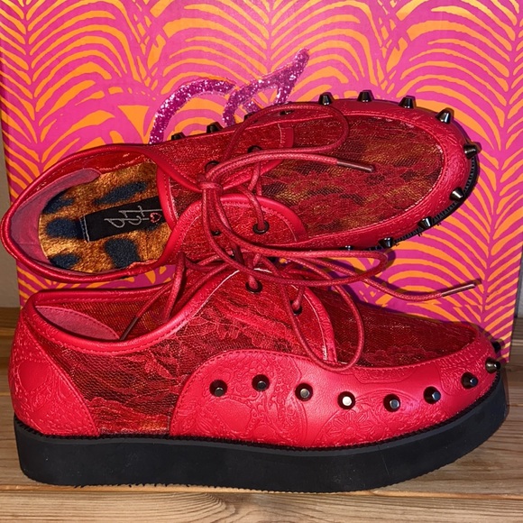 NEW! IRON FIST Lovelace Your Face RED Lace Studded Platform Creepers Size 36/5 - Picture 16 of 16